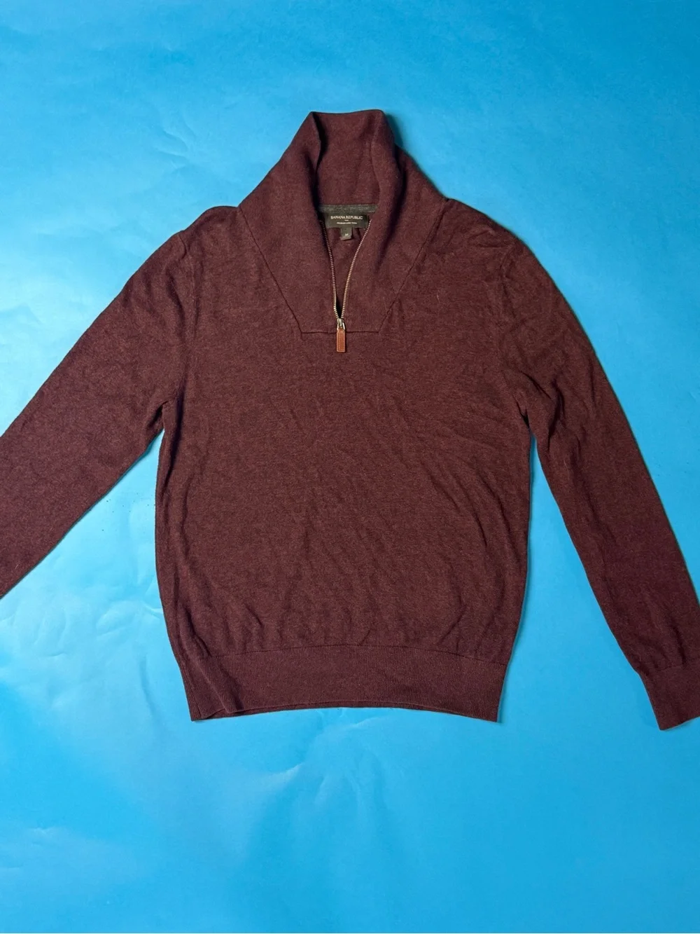 Banana Republic Men's Shawl Collar Quarter-Zip Sweater - Brown